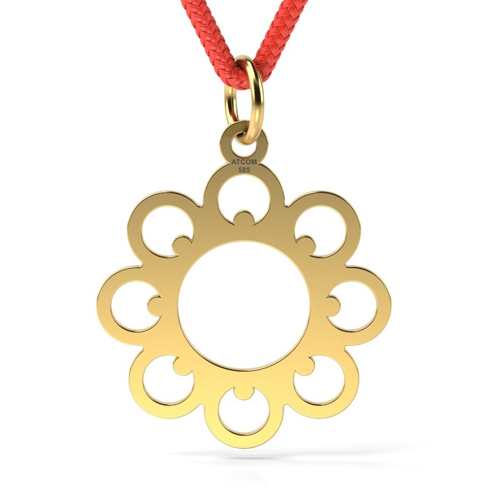 Pandantiv din aur galben cu snur model Rozeta