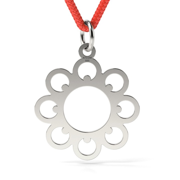 Pandantiv din aur alb cu snur model Rozeta