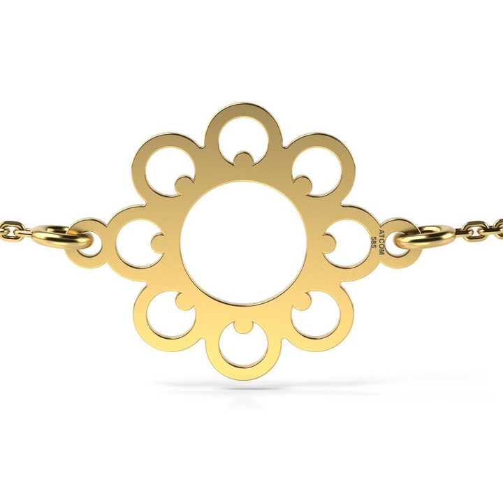 Bratara cu lantisor din aur galben model Rozeta