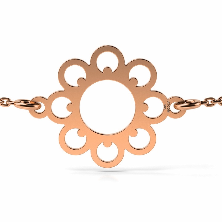 Bratara cu lantisor din aur roz model Rozeta