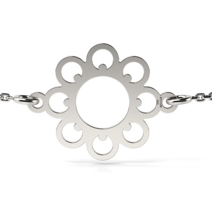 Bratara cu lantisor din aur alb model Rozeta