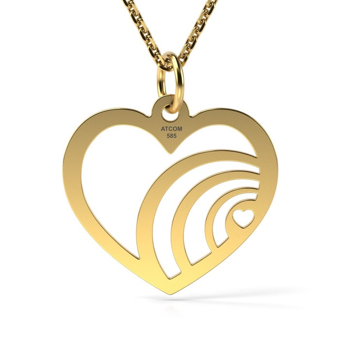 Colier din aur galben model Inima curcubeu