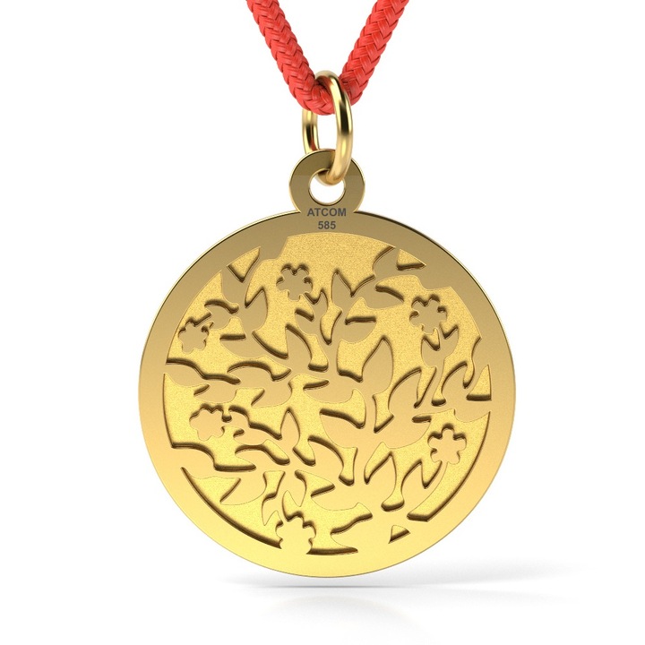 Pandantiv din aur galben cu snur model Begonia