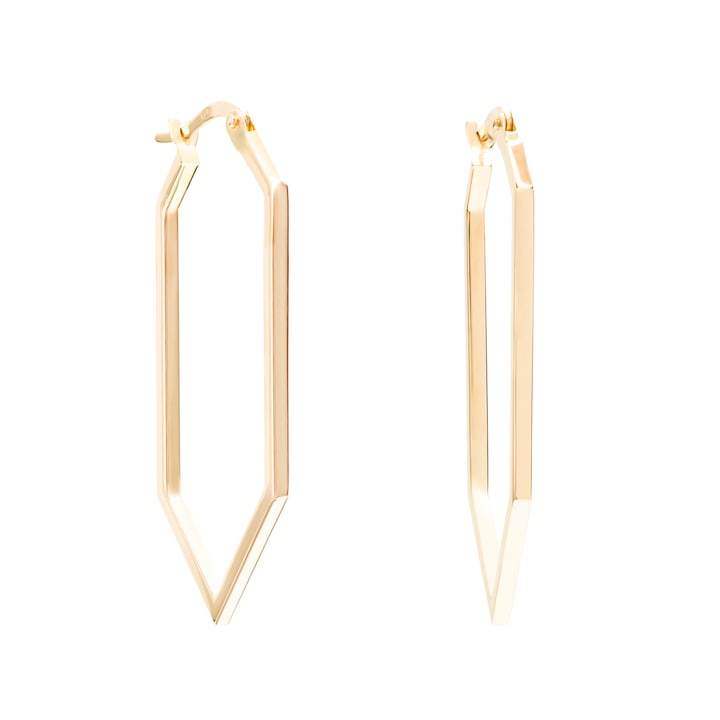 Cercei din aur galben 14K, 2.43 grame, 4 cm lungime, in forma geometrica