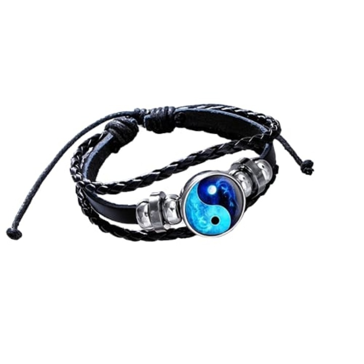 Bratara Din Piele Naturala, Yin Yang Charm, Reglabila