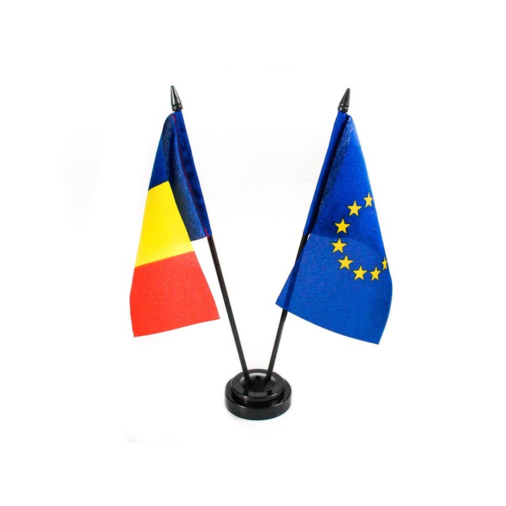 Комплект знаме на RO + EU с поддръжка