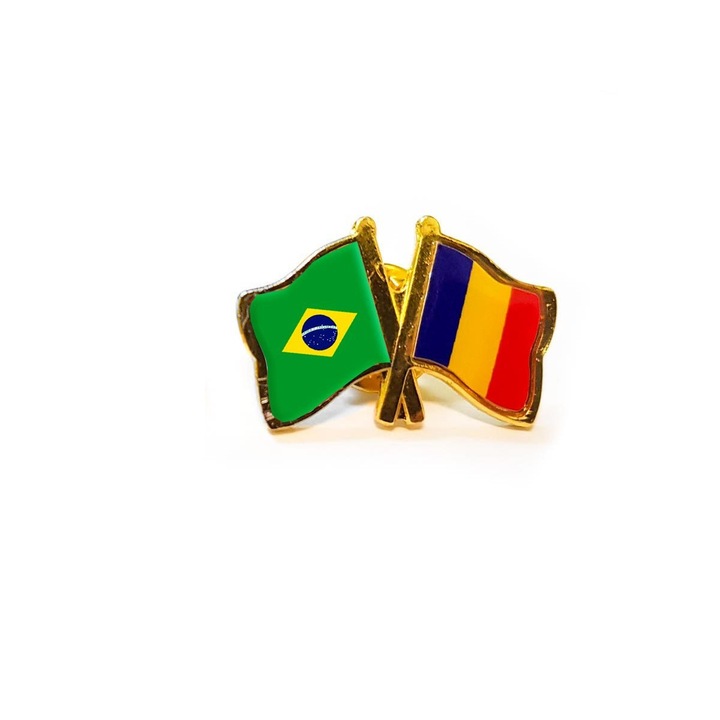 Insigna pin steag Romania si Brazilia