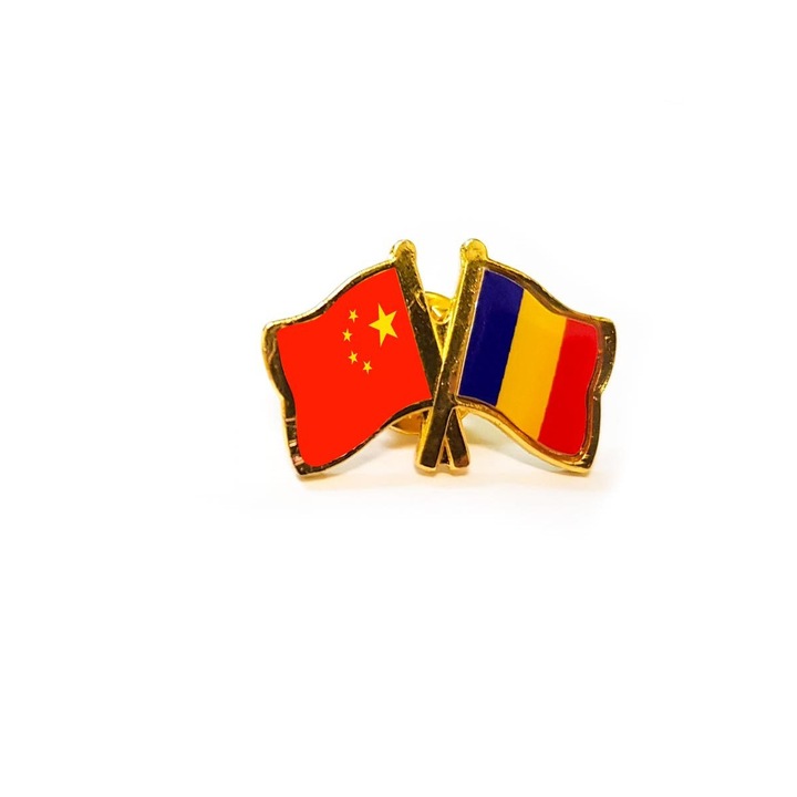 Insigna pin steag Romania si China