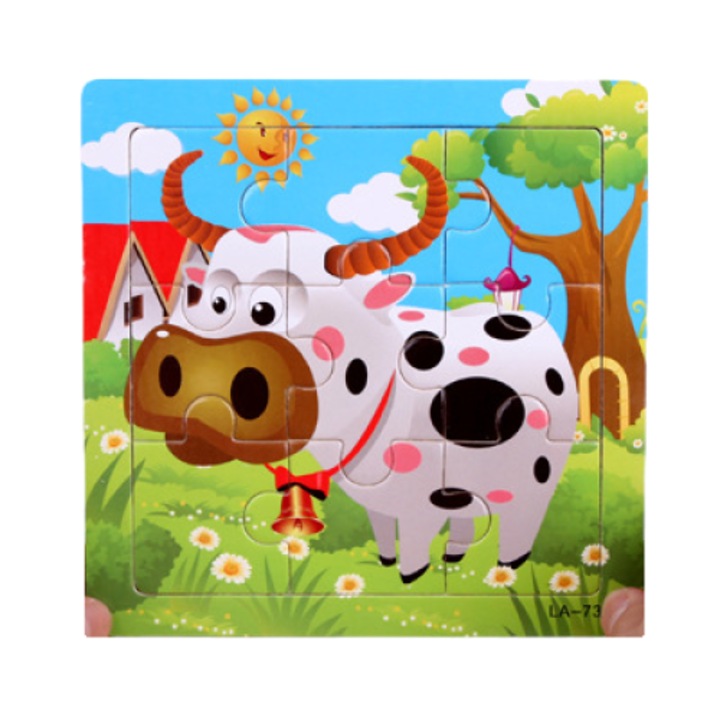 MilaBaby klasszikus puzzle, oktatási, fa, 9 darab, 15x15cm, gyermekeknek