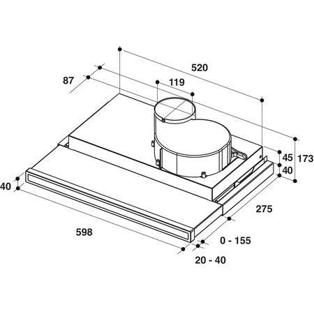 Hota incorporabila telescopica Whirlpool AKR 641 GY, putere de absorbtie 185 mc/h, 1 motor, 60 cm, Inox