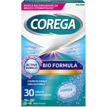 Tablete de curatare pentru proteza dentara Corega Bio Formula, 30 buc