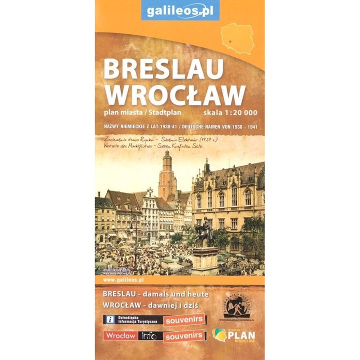 Harta orasului-Wroclaw Breslau, Plan, Multicolor