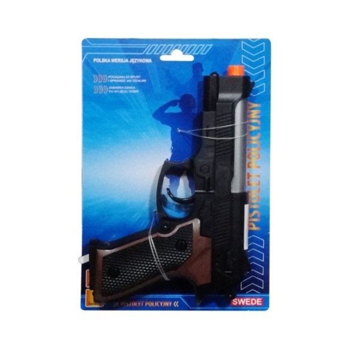 Pistol cowboy de jucarie, SWEDE, Plastic, Negru, 3 ani+