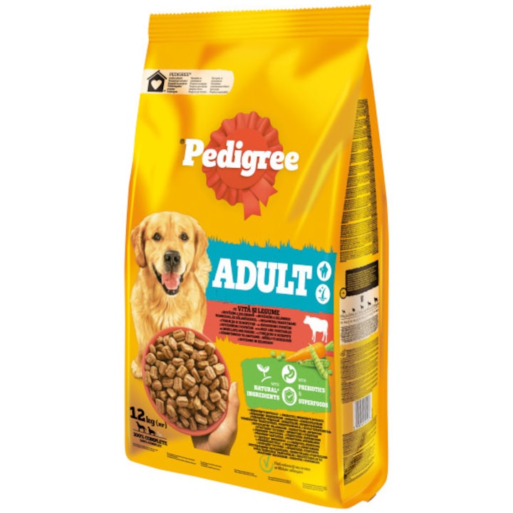 Hrana uscata pentru caini Pedigree, Adult, vita si legume, 12 kg