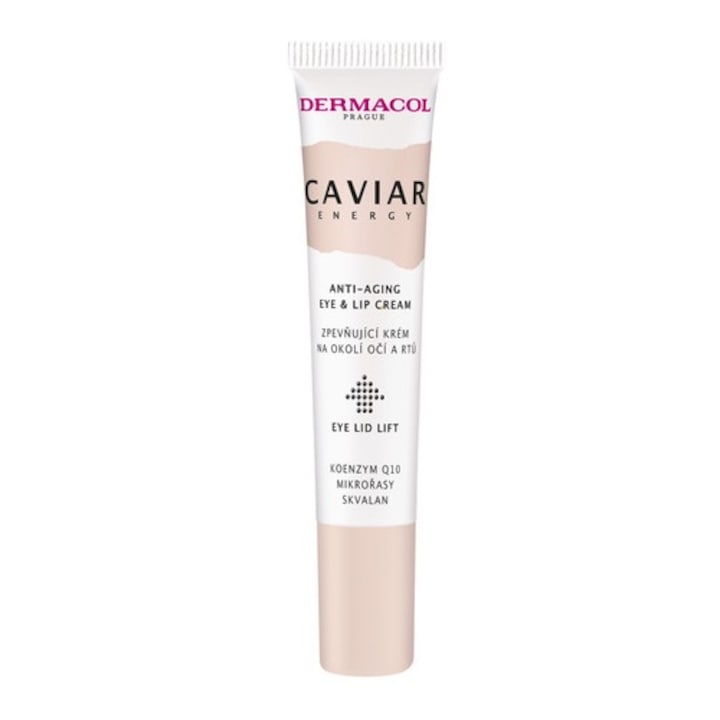 Dermacol Caviar Energy Anti-Aging Eye & Lip Cream Feszesítő szilárdító krém A szem és az ajkak körüli bőr sűrűségének helyreállítása 15 ml
