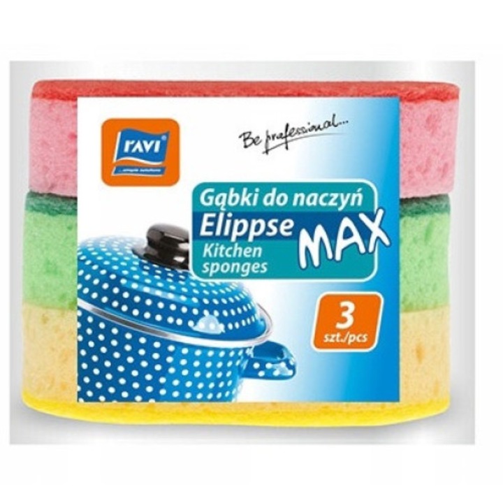 Комплект от 3 гъби за съдове, Ravi, Multicolor