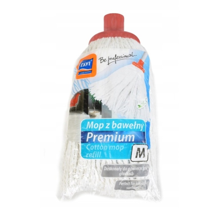 Mop din bumbac M, Ravi, alb, pentru curatarea diverselor suprafete