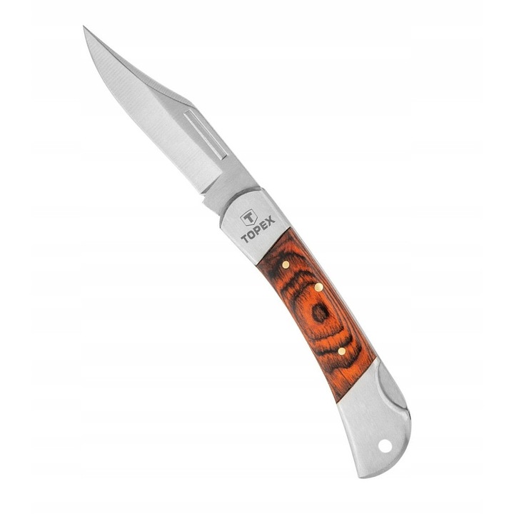 Cutit pliabil Topex, lama 7.5cm, maner din lemn, Otel