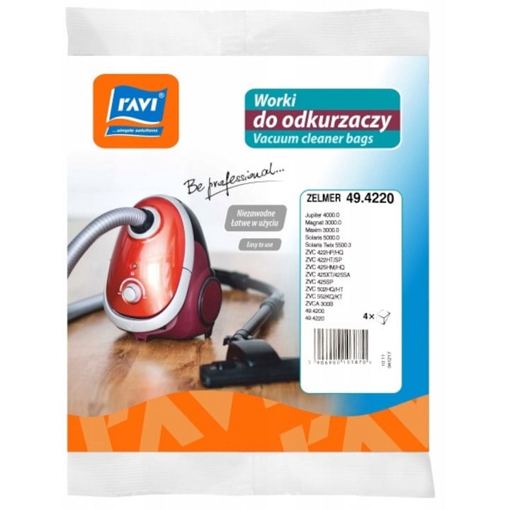 4 db porzsákos készlet, Ravi, For Zelmer, Fehér/Piros
