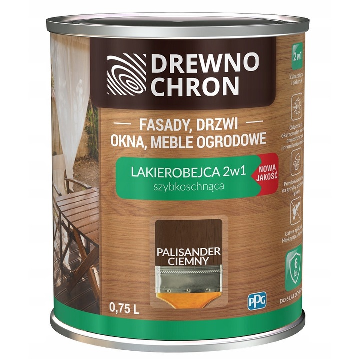 Vopsea pentru lemn, Drewnochron, 0.75 l, Maro