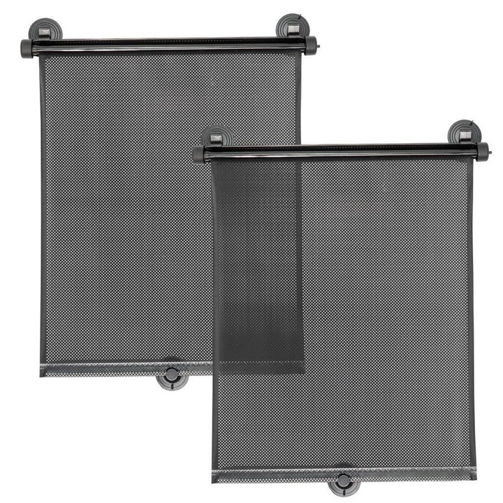 Комплект 2 щори за кола, Dooky, Монтаж с вендузи, 10 x 4 x 45 см, Черни