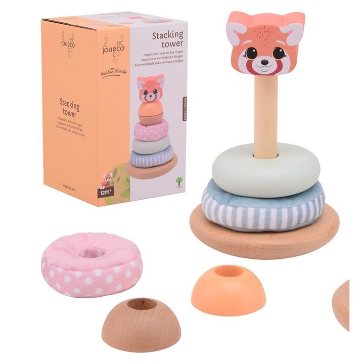 Jucarie de sortat, Joueco, Poliester/Lemn, Multicolor, 1 an+