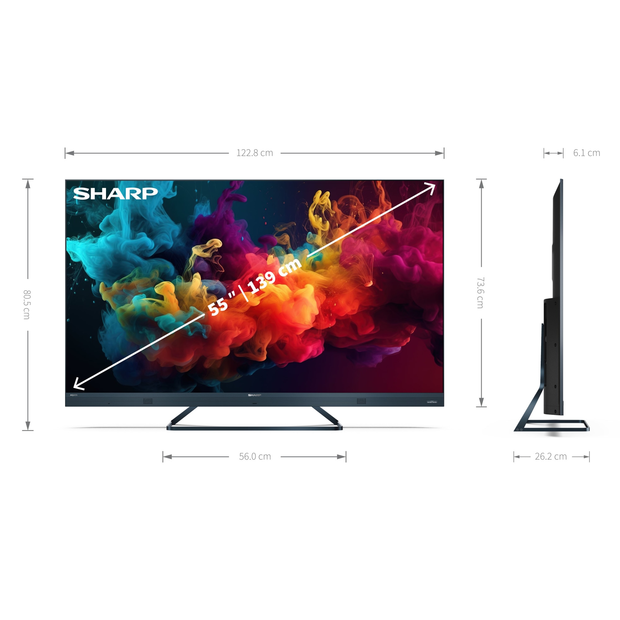 Televizor Sharp QLED 55FQ5EG, 139cm, Smart Google TV, 4K Ultra HD, 100Hz, Clasa G, Gama 2024