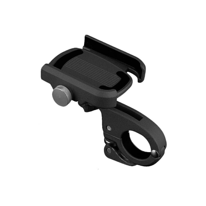 Állítható motorkerékpár kormányos telefontartó, teljes 360 fokban elforgatható, fekete alumíniumból