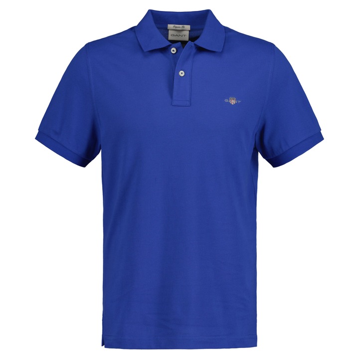 Gant, Tricou polo din bumbac pique Shield, Albastru