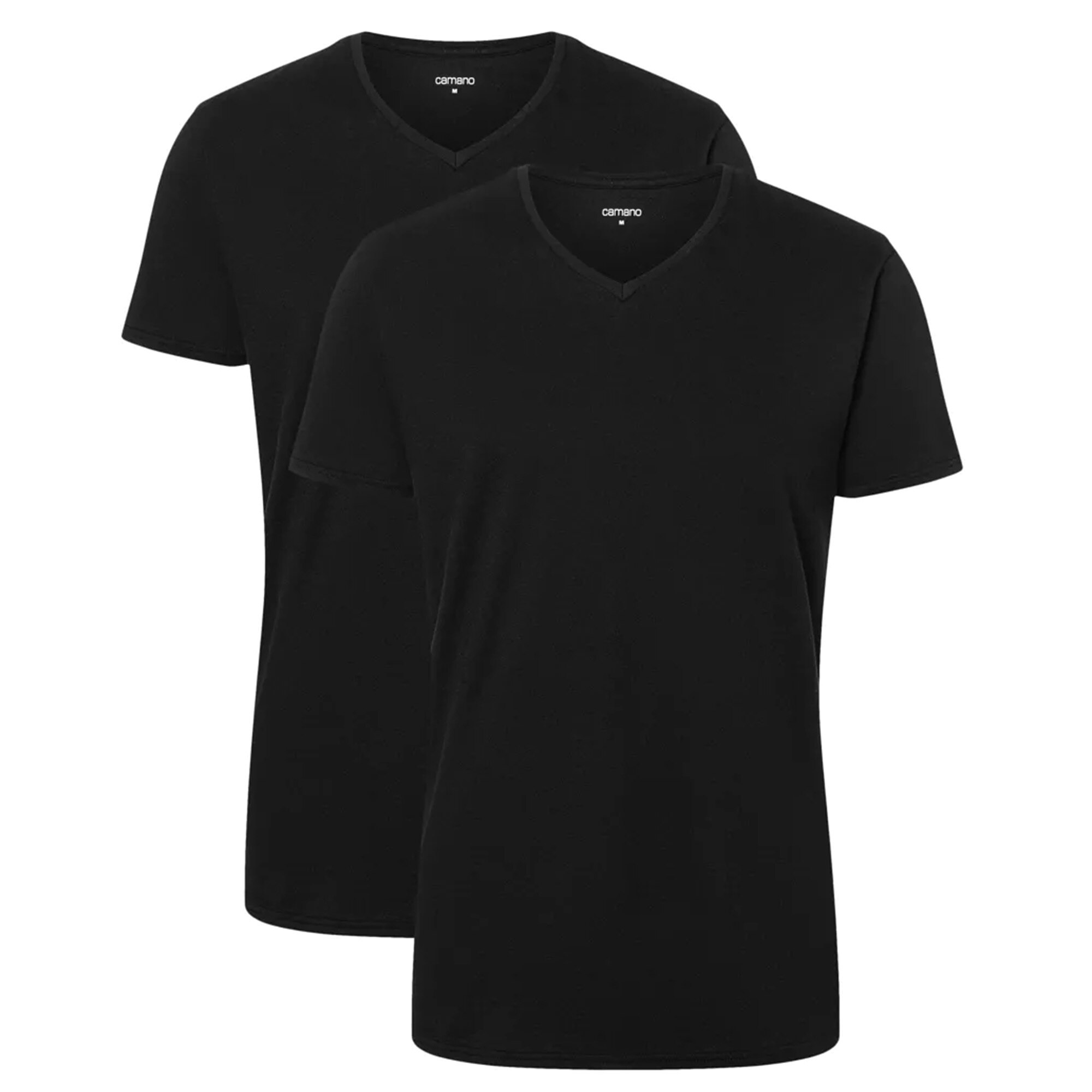 Camano, Set de tricouri cu decolteu in V - 2 piese, Negru, 2XL