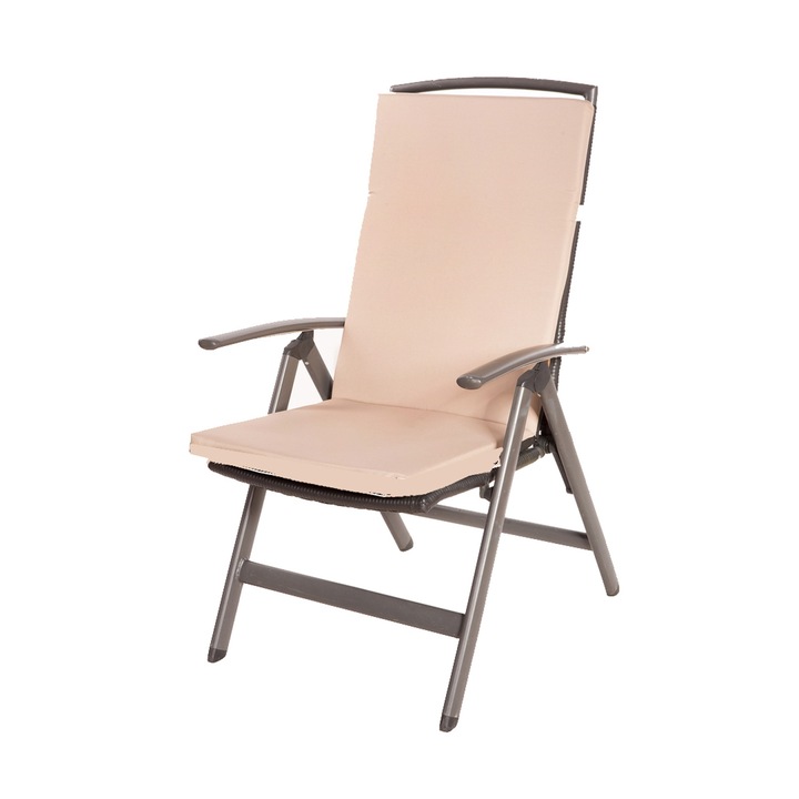 Magastámlás székpárna 4db, 110x47x4cm, kerti fotel párna rattan bútorok Bézs