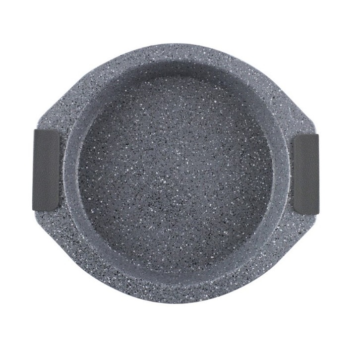 Кръгла, гранитовидна, незалепваща тава за печене със силиконови дръжки, 22.5 см