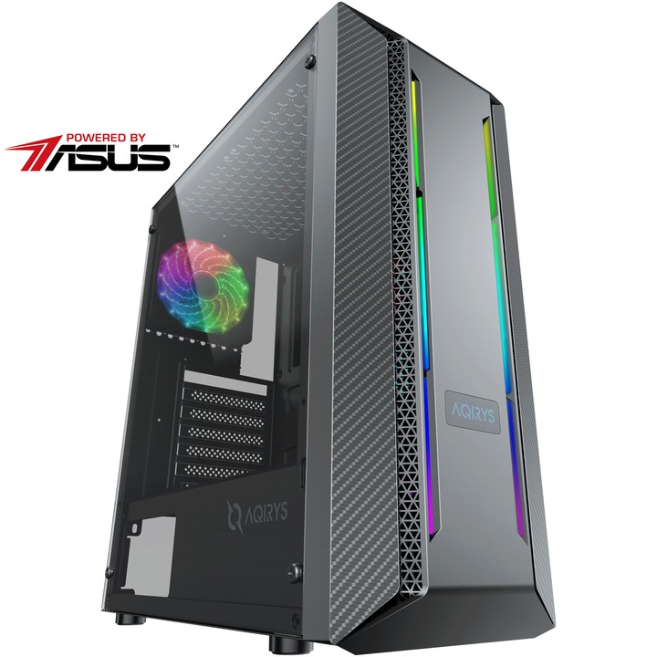 Sistem Desktop PC Gaming Serioux Powered by ASUS cu procesor AMD Ryzen™ 5 2400G pana la 3.90GHz, 16GB DDR4, 500GB SSD, ASUS Dual Radeon™ RX 6600 8GB GDDR6, No OS, Black