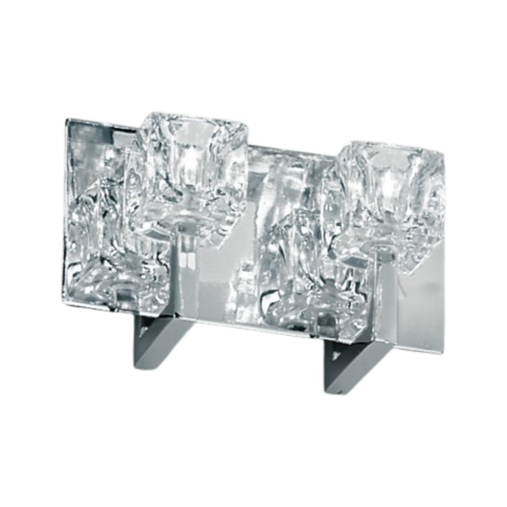 Aplica Perete WA 2-1053/2 CHROM G4 2x20W 12V Baza Metal Chrom cu Brate pentru Abajur Sticla Patrata ORION