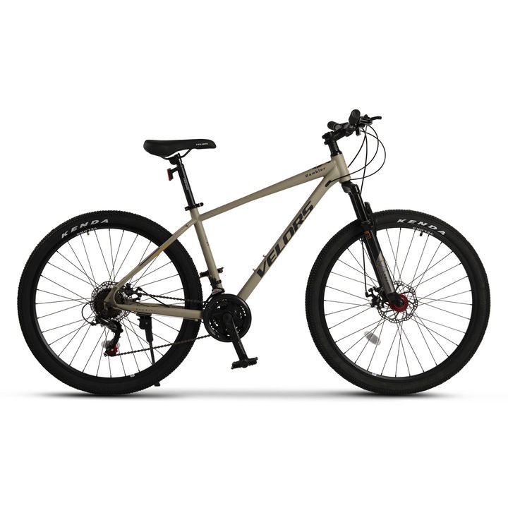 Планински велосипед Velours Rambler JSX27311, рамка с интегрирани кабели, оборудване Shimano, предно окачване, колело 27,5 инча, предна/задна дискова спирачка, 21 скорости, маслинено с черен цвят