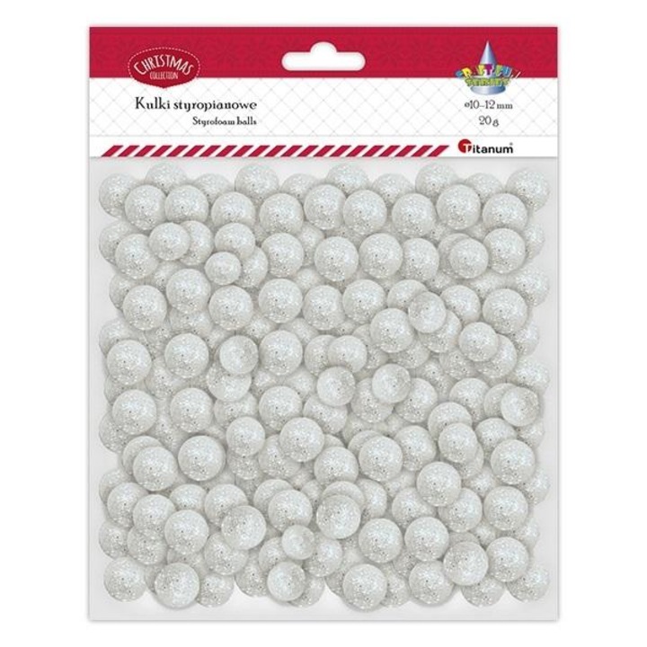 Dekoratív golyók, titán, polisztirol, 20 g, fehér