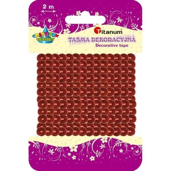 Панделка с пайети, Титан, 2 м, Червена