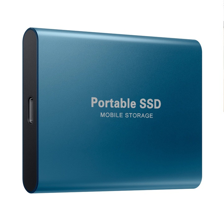 Hard disk extern SSD, Aluminiu, TB51, Portabil, USB 3.0, 8TB, Albastru