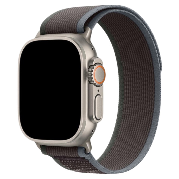 Curea trail, din nylon, compatibila cu Apple Watch 1/2/3/4/5/6/7/8/9/10 46mm/SE/ULTRA, 42/44/45/46/49mm, Denim Blue