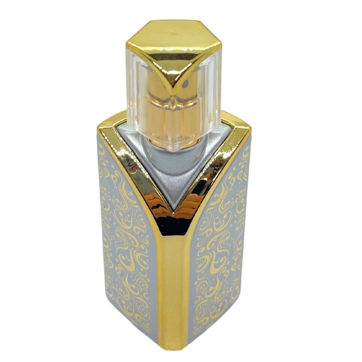 Recipient cosmetic cu pulverizator tip spray DROPY® Luxury, pentru uleiuri esentiale sau parfumuri, 30 ml, gri