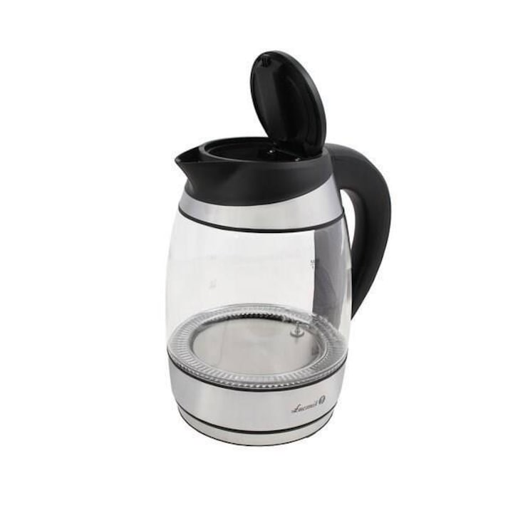 Fierbator electric Teesa, sticla, 1630 W, 1 L, negru, set cu baza detasabila