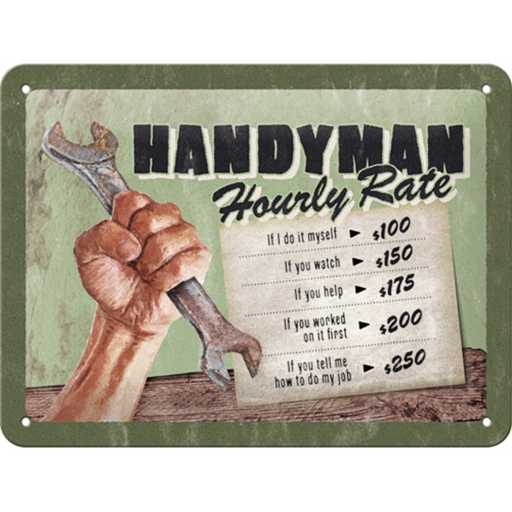 Placa decor metalica 15x20 Handyman Hourly Rate
