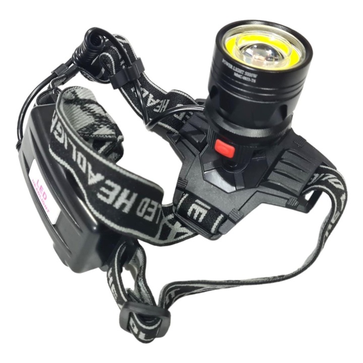 Lanterna pentru cap cu LED XM T6 plus COB si acumulatori, incarcare USB, Zoom, Negru