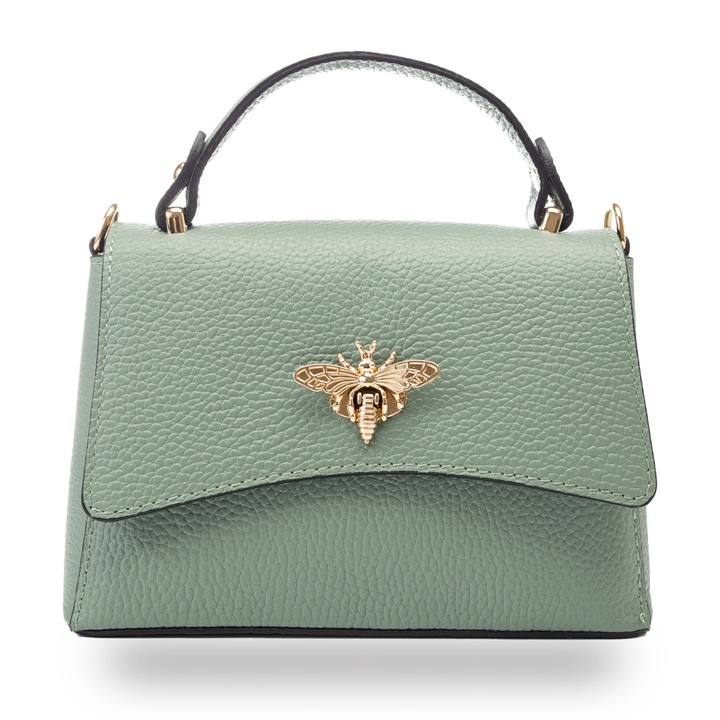 Poseta dama, piele, Toro Nero, Alesia, verde salvie