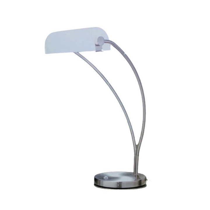 Veioza Birou G9 2x40W Baza Metal Chrom cu Intrerupator Abajur Sticla Mat MASSIVE