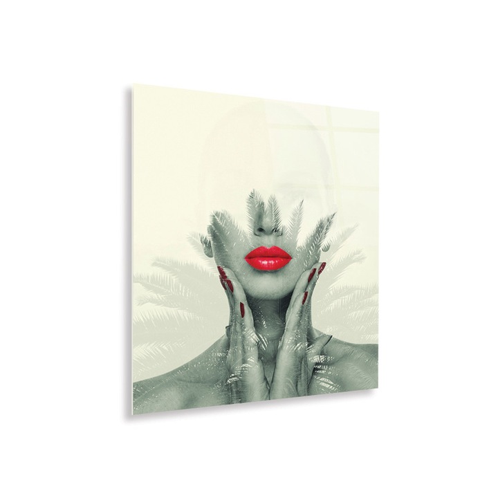 Tablou Sticla Acrilica Plexiglas, Red Lips, 50x60 cm