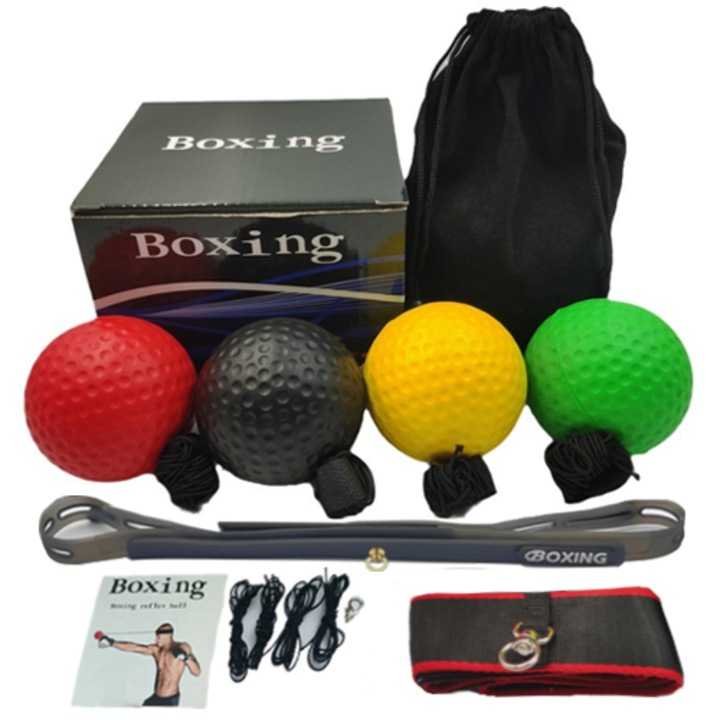 Комплект рефлексни топки за бокс, Shawnice, H837, за фитнес, тренировки по бокс и развиване на рефлекси, за възрастни и деца