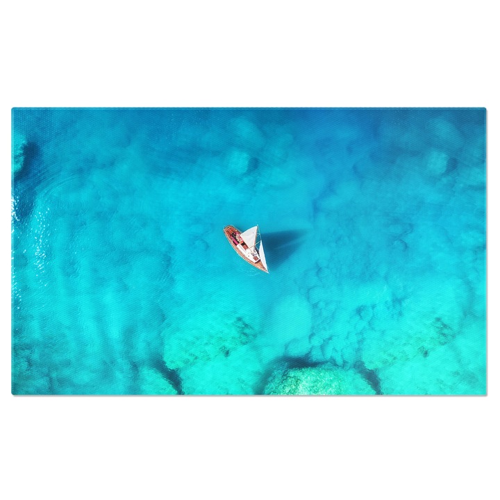 Tablou Canvas Vedere Aeriana a Iahtului si a Marii Turcoaz, iaht, var, mare, calatorie, aerian, ocean 140x90CM