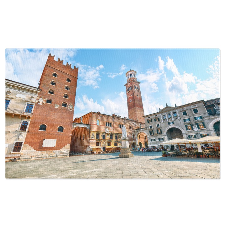 Tablou Canvas Culorile Serii la Piazza dei Signori in Verona vara, calatorie, arhitectura, oras, balcon. 70x50CM