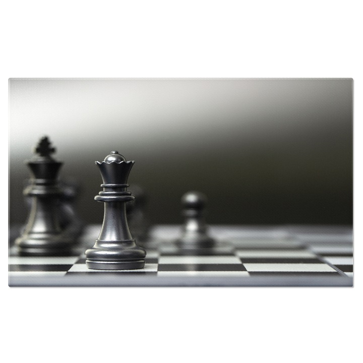 Tablou Canvas Piese de Sah pe Tabla Sah, Piese, Tabla, Strategie, Victorie 100x70CM